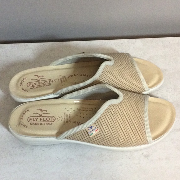 6.5 EU 37 FlyFlot Italian tan mesh slip on sandals - Picture 5 of 12